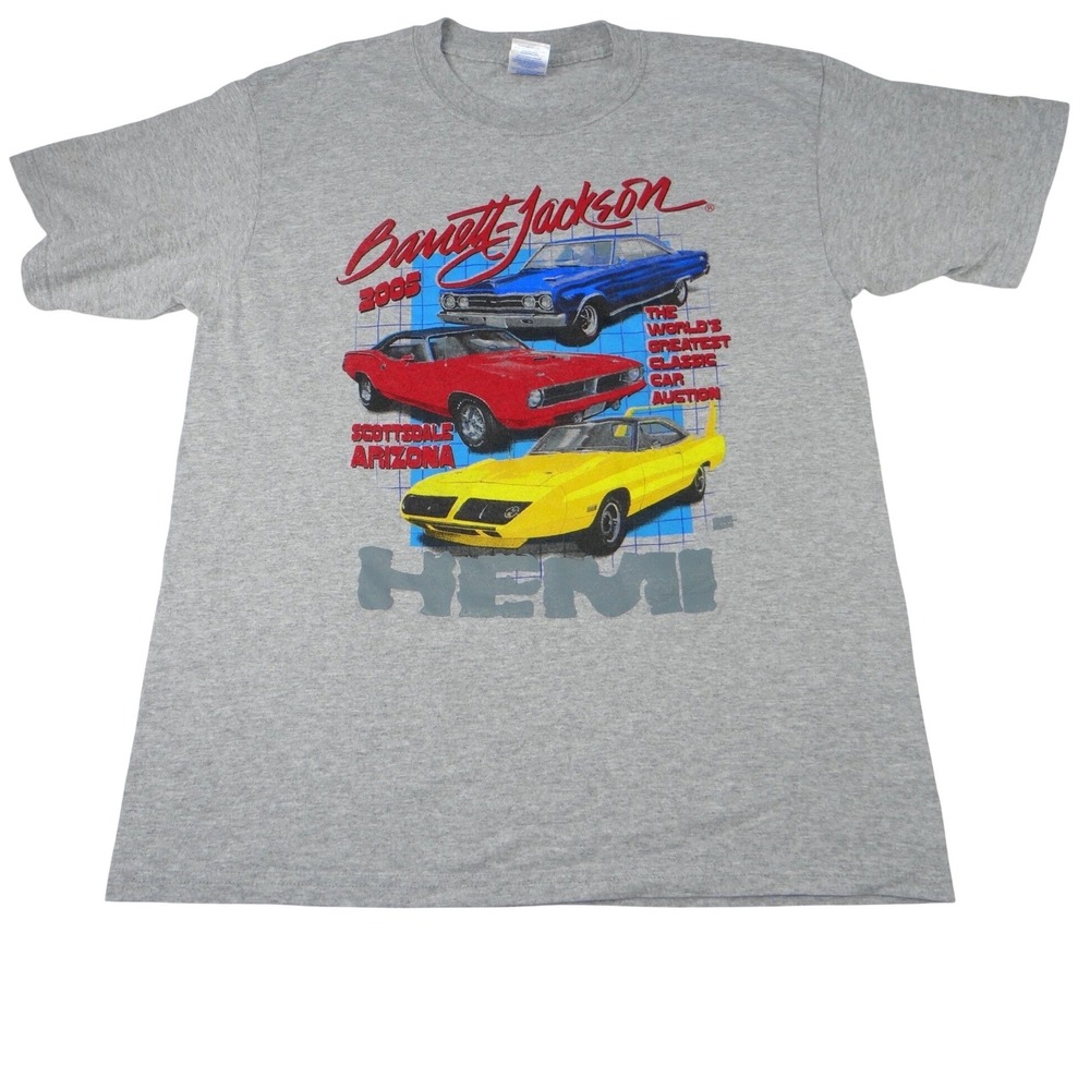 Vintage Mens Large Gray 2005 Barrett Jackson Scottsdale Arizona Hemi TShirt